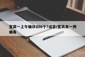 宜宾一上午确诊250个?谣言/宜宾有一例病毒
