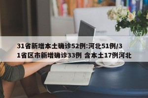 31省新增本土确诊52例:河北51例/31省区市新增确诊33例 含本土17例河北